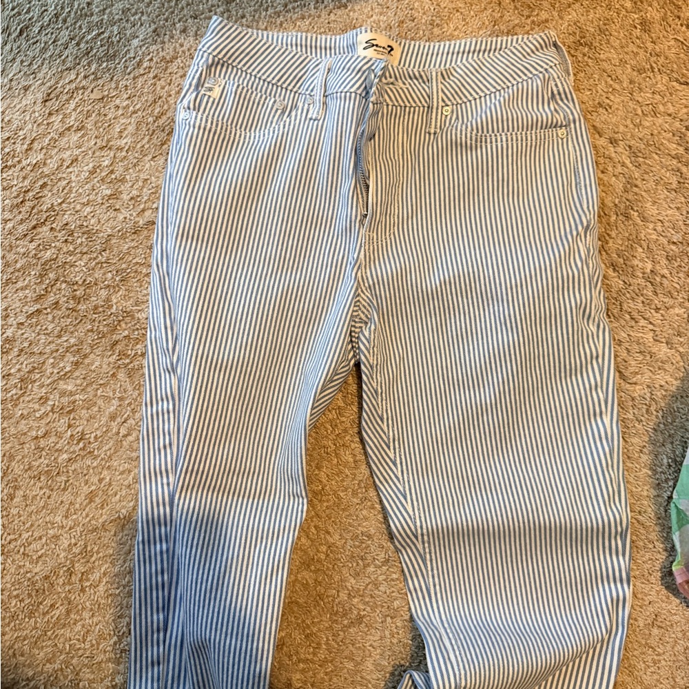 Seven7 Blue and White Striped Pants